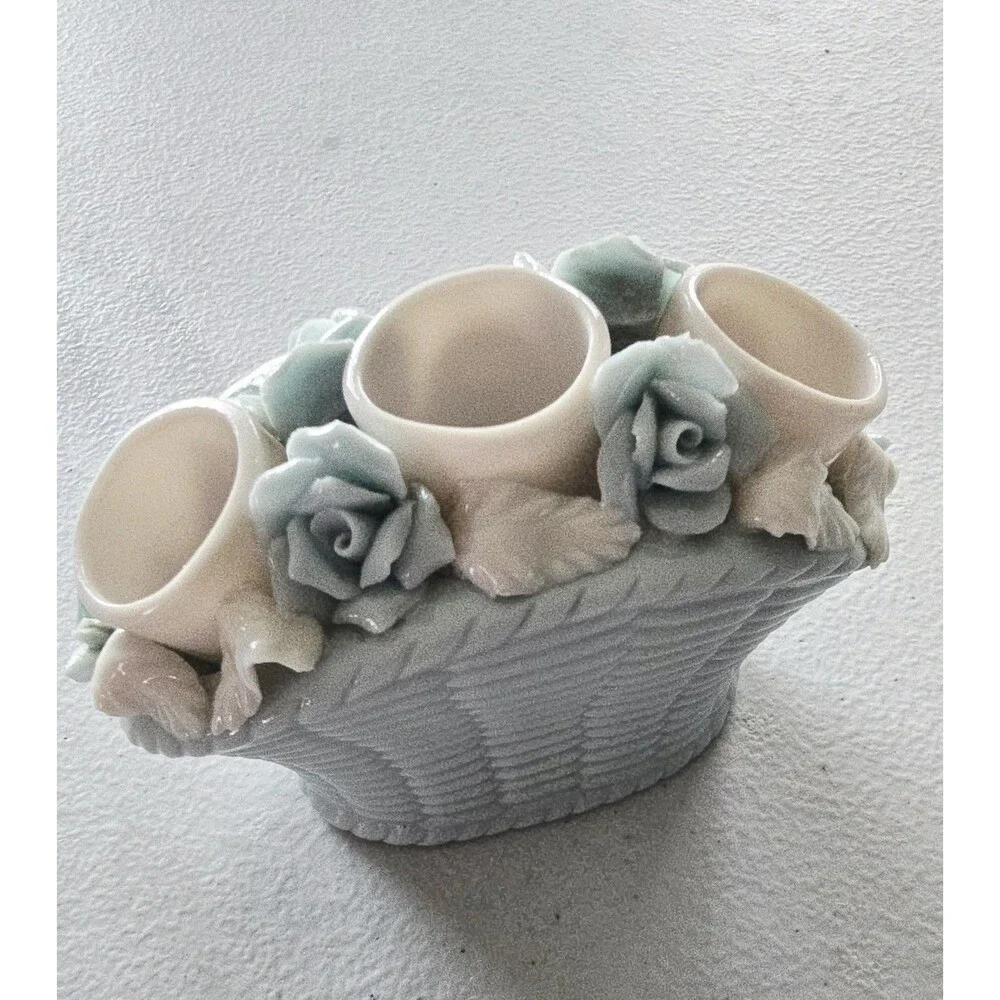 Lipstick Holder Floral 3 Tubes Japan Porcelain